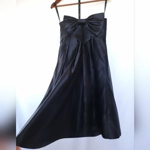 NWT BILL LEVKOFF Satin Strapless Pocketed Empire Waist Evening Dress SZ 6 Black